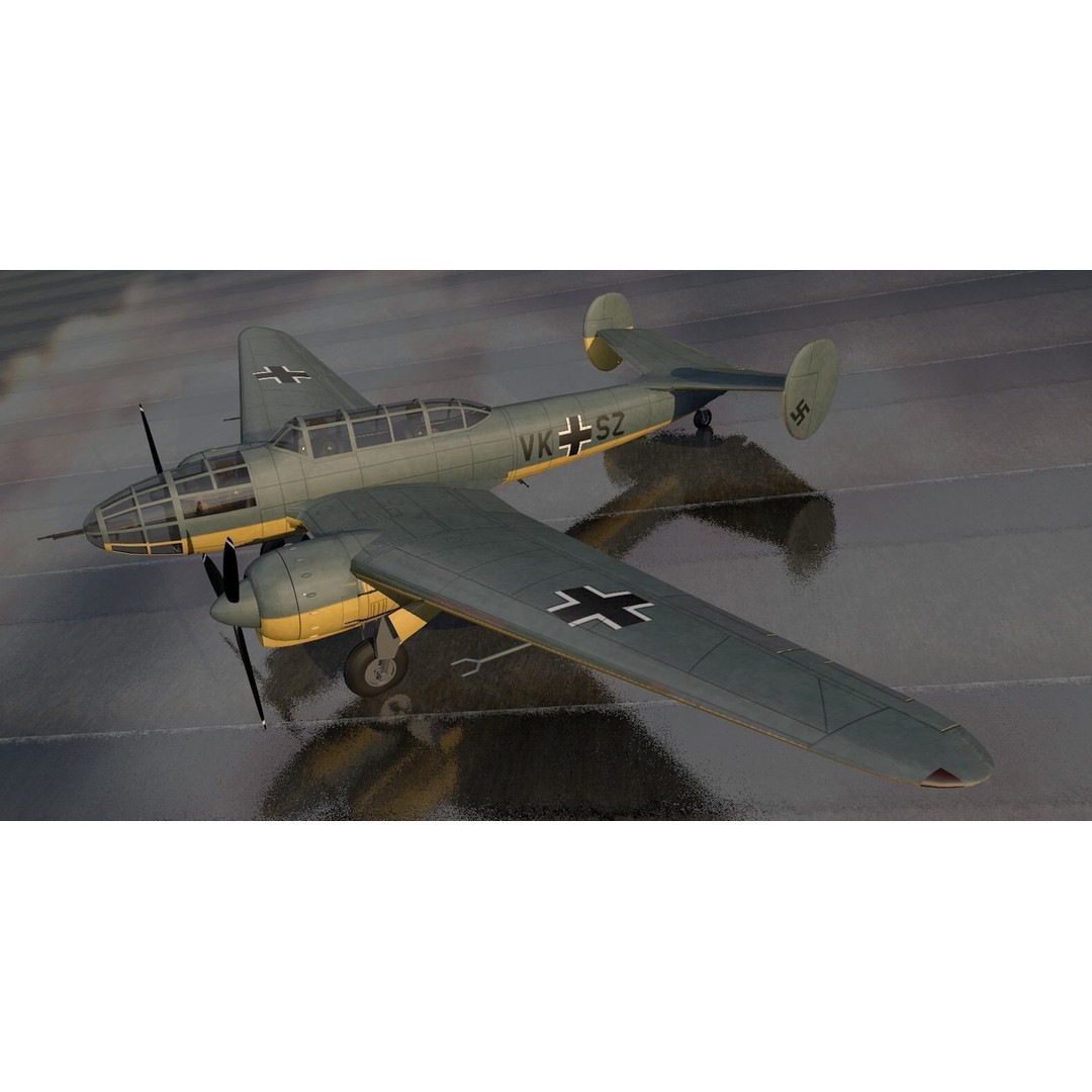 Bloch MB-174 3D Model – Historic WW2 Light Reconnaissance Bomber, FBX, OBJ - View 3