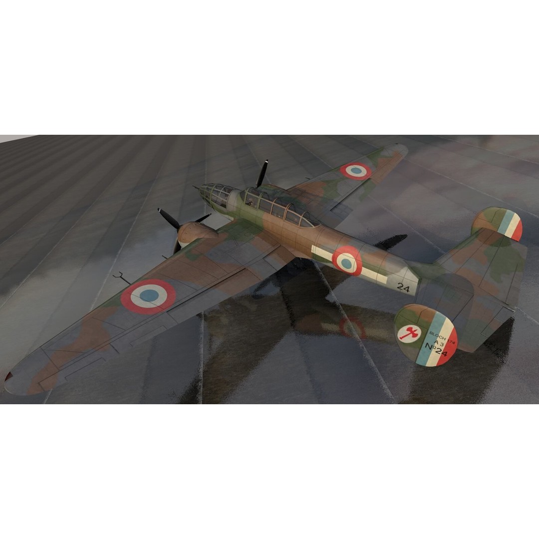 Bloch MB-174 3D Model – Historic WW2 Light Reconnaissance Bomber, FBX, OBJ - View 4