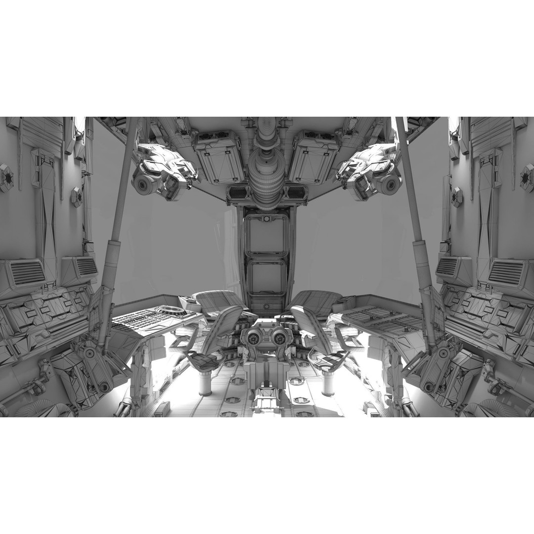 Spaceship Cockpit 3D Model – High Poly Sci-Fi Interior, FBX, OBJ