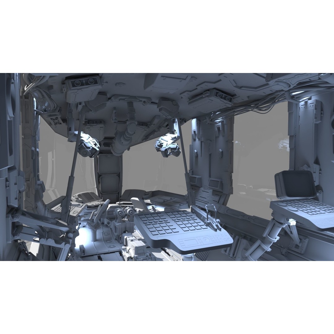 Spaceship Cockpit 3D Model – High Poly Sci-Fi Interior, FBX, OBJ - View 10