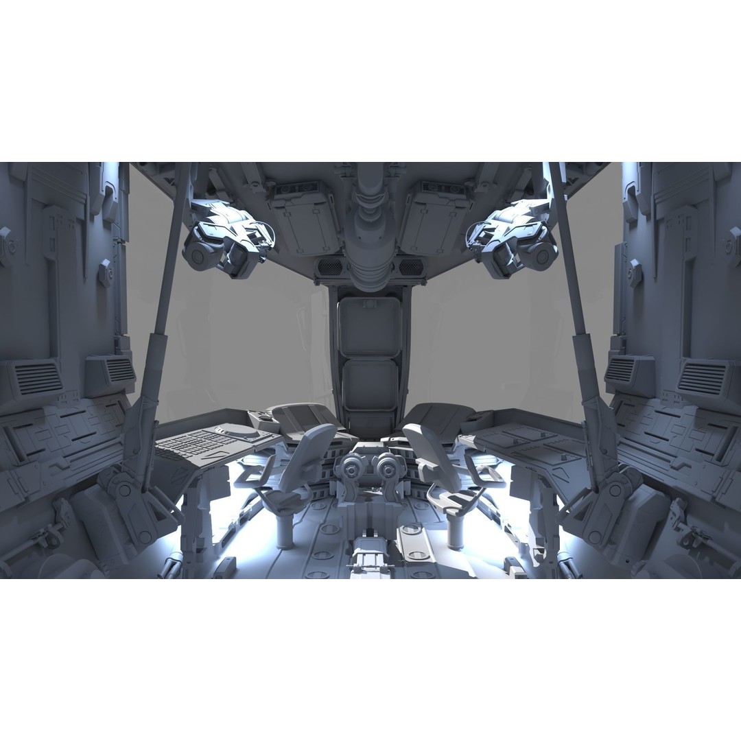 Spaceship Cockpit 3D Model – High Poly Sci-Fi Interior, FBX, OBJ - View 12