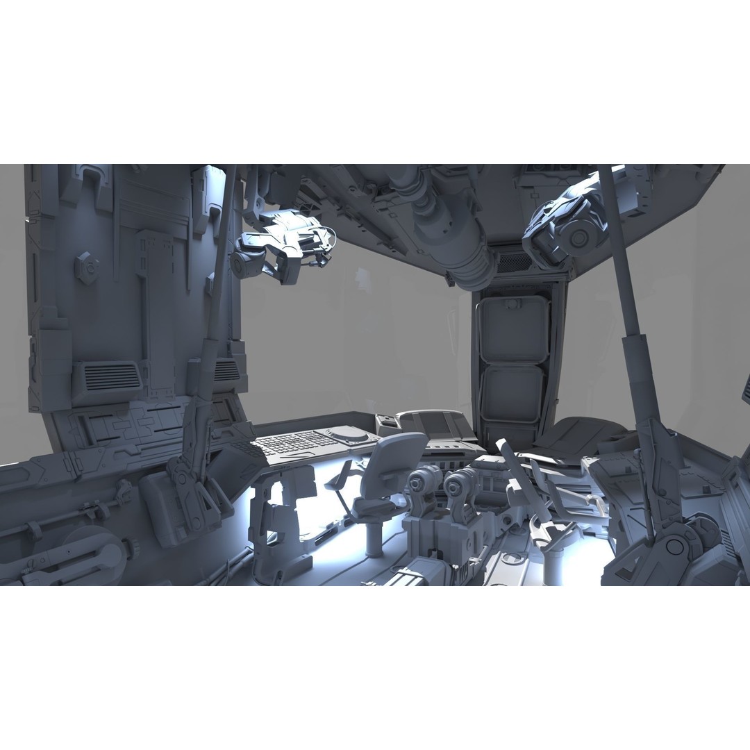 Spaceship Cockpit 3D Model – High Poly Sci-Fi Interior, FBX, OBJ - View 13