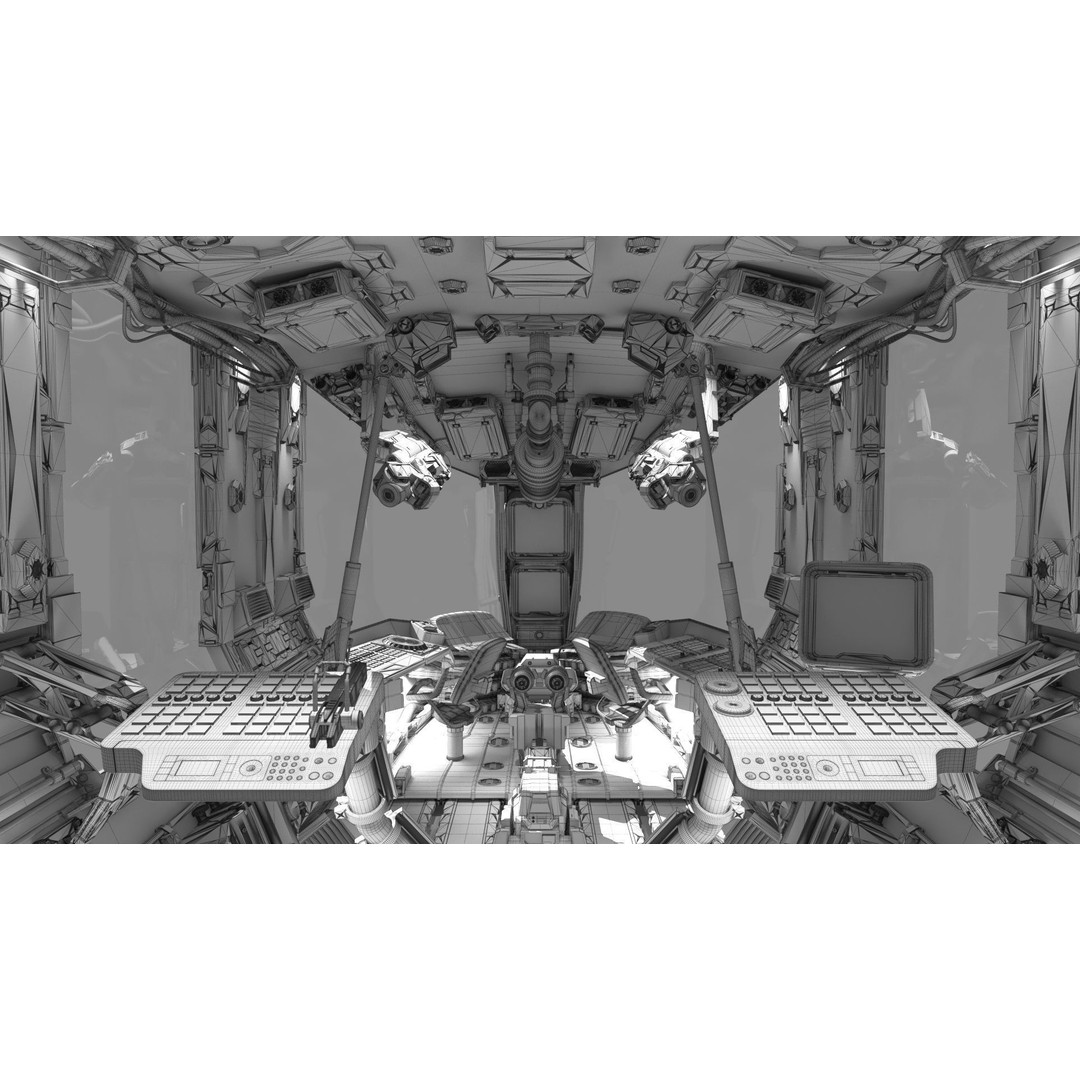 Spaceship Cockpit 3D Model – High Poly Sci-Fi Interior, FBX, OBJ - View 15