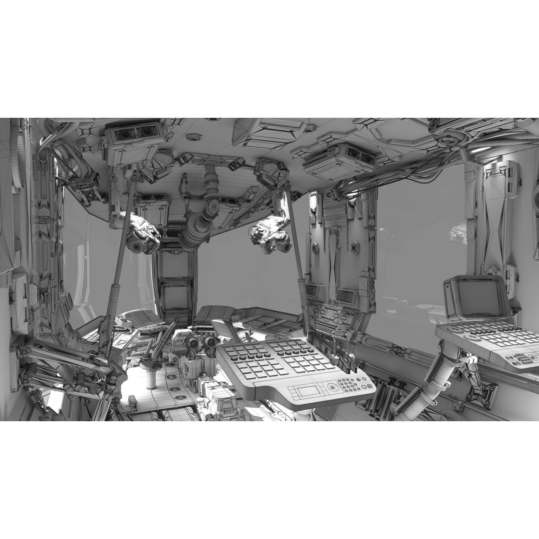 Spaceship Cockpit 3D Model – High Poly Sci-Fi Interior, FBX, OBJ - View 16