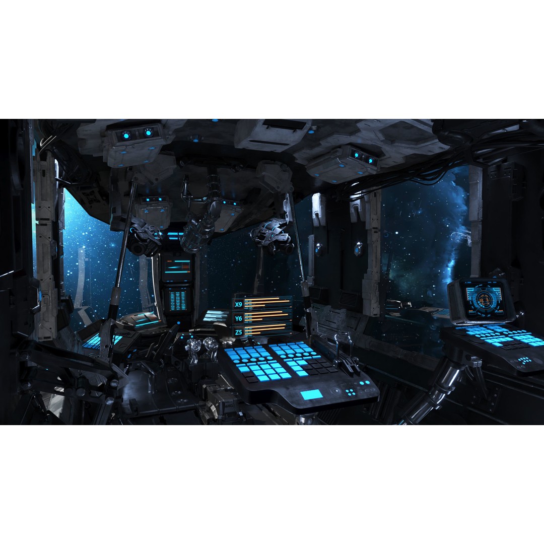 Spaceship Cockpit 3D Model – High Poly Sci-Fi Interior, FBX, OBJ - View 3