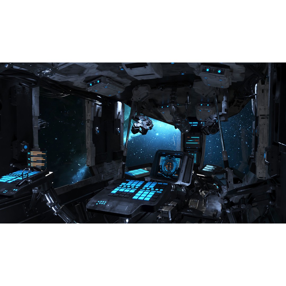 Spaceship Cockpit 3D Model – High Poly Sci-Fi Interior, FBX, OBJ - View 4