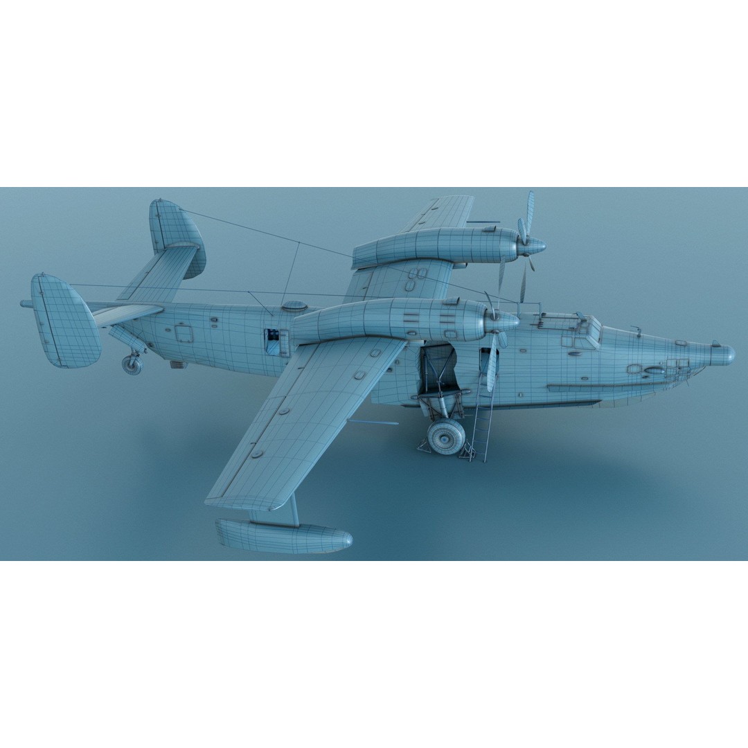 Beriev Be-12 3D Model – Animated Seaplane with Interior, FBX, OBJ