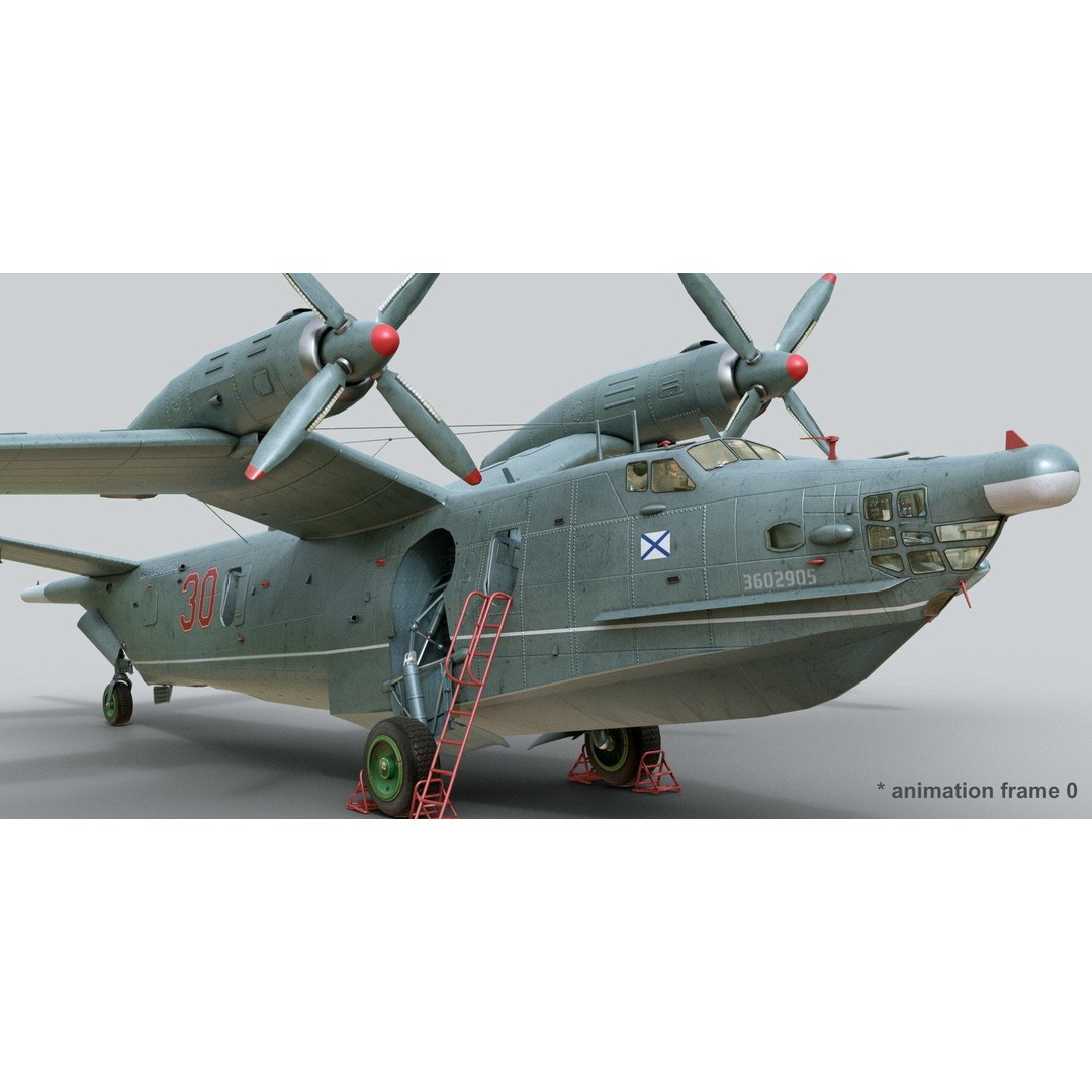 Beriev Be-12 3D Model – Animated Seaplane with Interior, FBX, OBJ - View 3