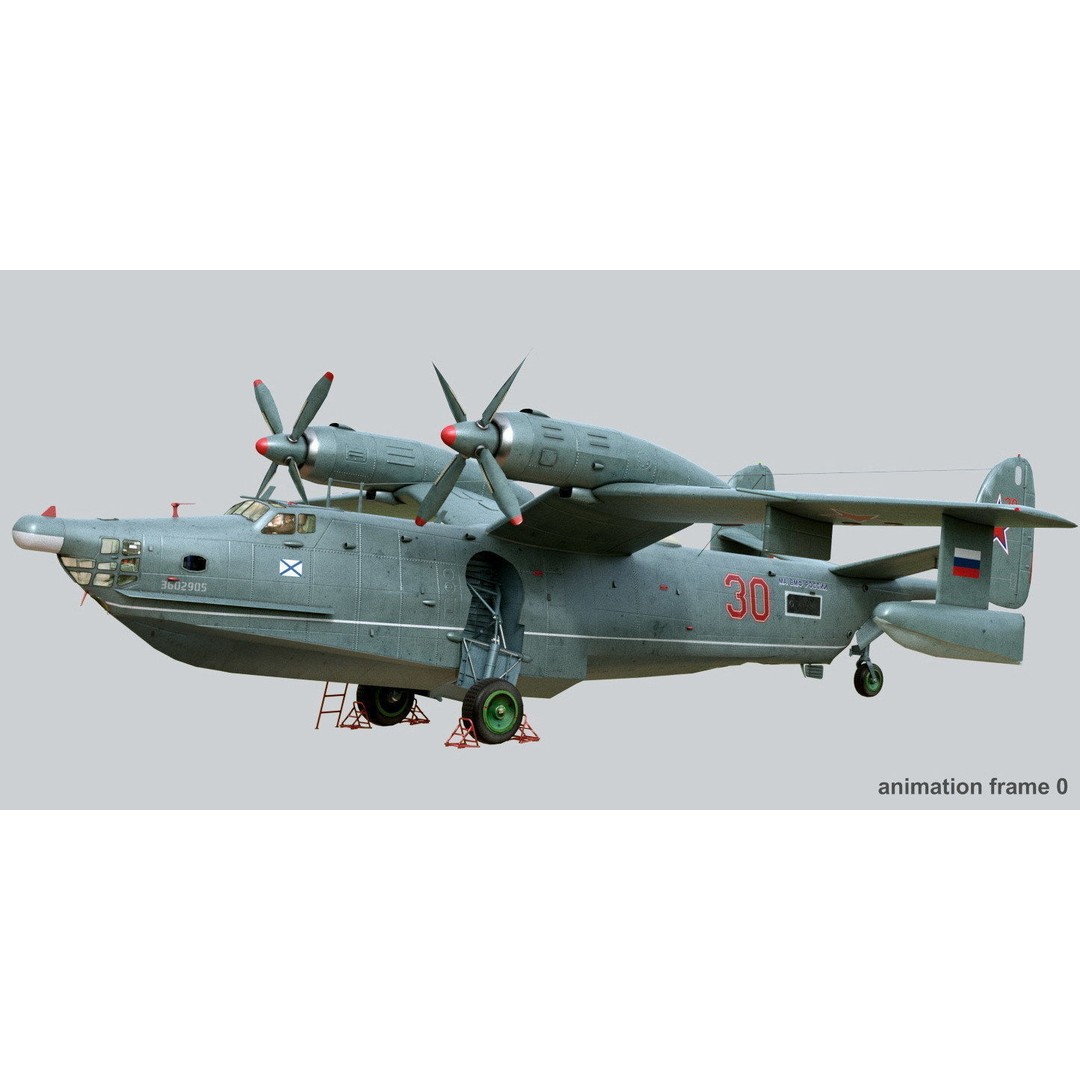 Beriev Be-12 3D Model – Animated Seaplane with Interior, FBX, OBJ - View 4