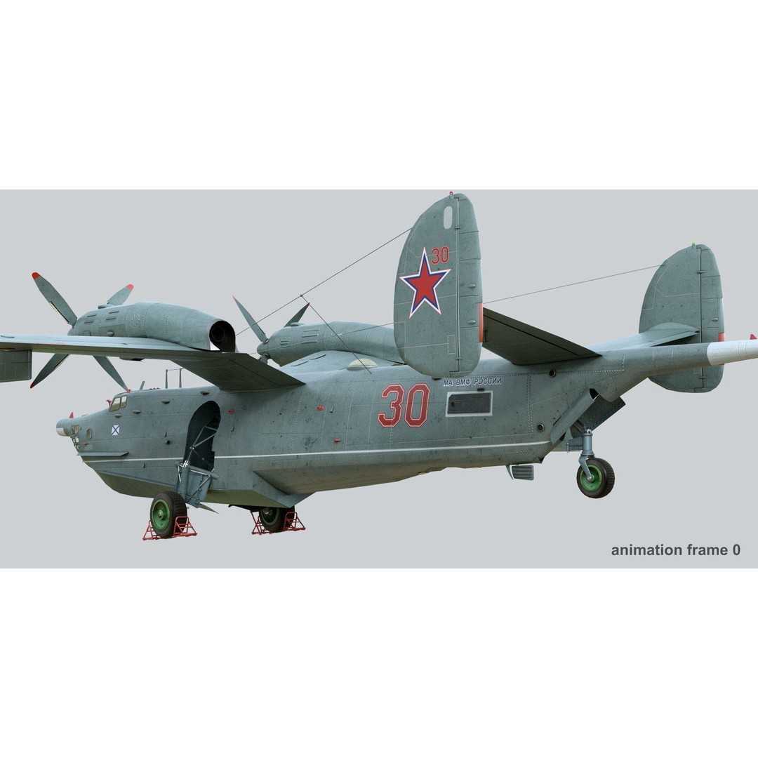 Beriev Be-12 3D Model – Animated Seaplane with Interior, FBX, OBJ - View 5