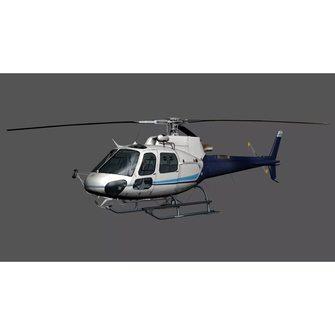Helicopter 3D Model – Low Poly Game Ready Rigged Asset, FBX - View 2