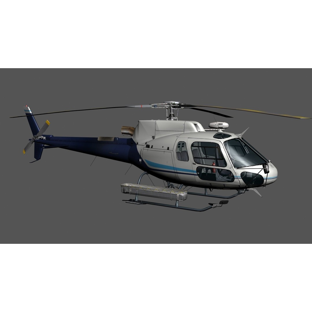 Helicopter 3D Model – Low Poly Game Ready Rigged Asset, FBX - View 3