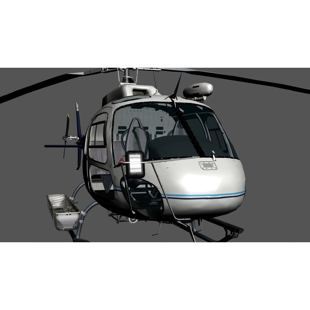 Helicopter 3D Model – Low Poly Game Ready Rigged Asset, FBX - View 4