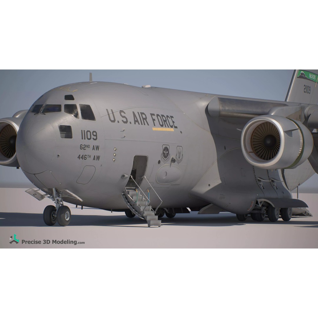 C-17 Globemaster III 3D Model – Ultra Detailed Military Transport Aircraft, FBX - View 3