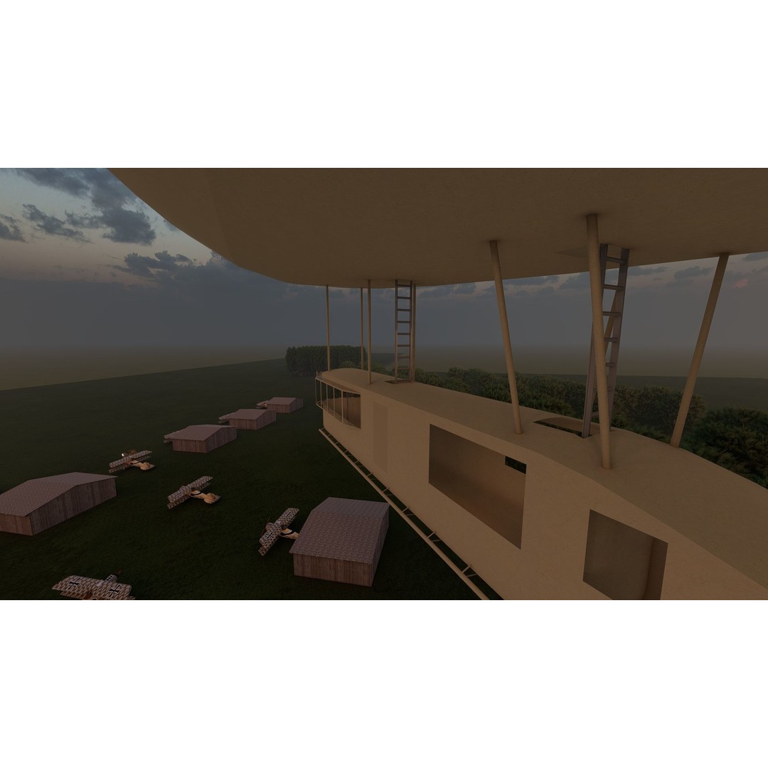 WW1 Airport 3D Model – Detailed Historic Scene, SketchUp, FBX - View 17