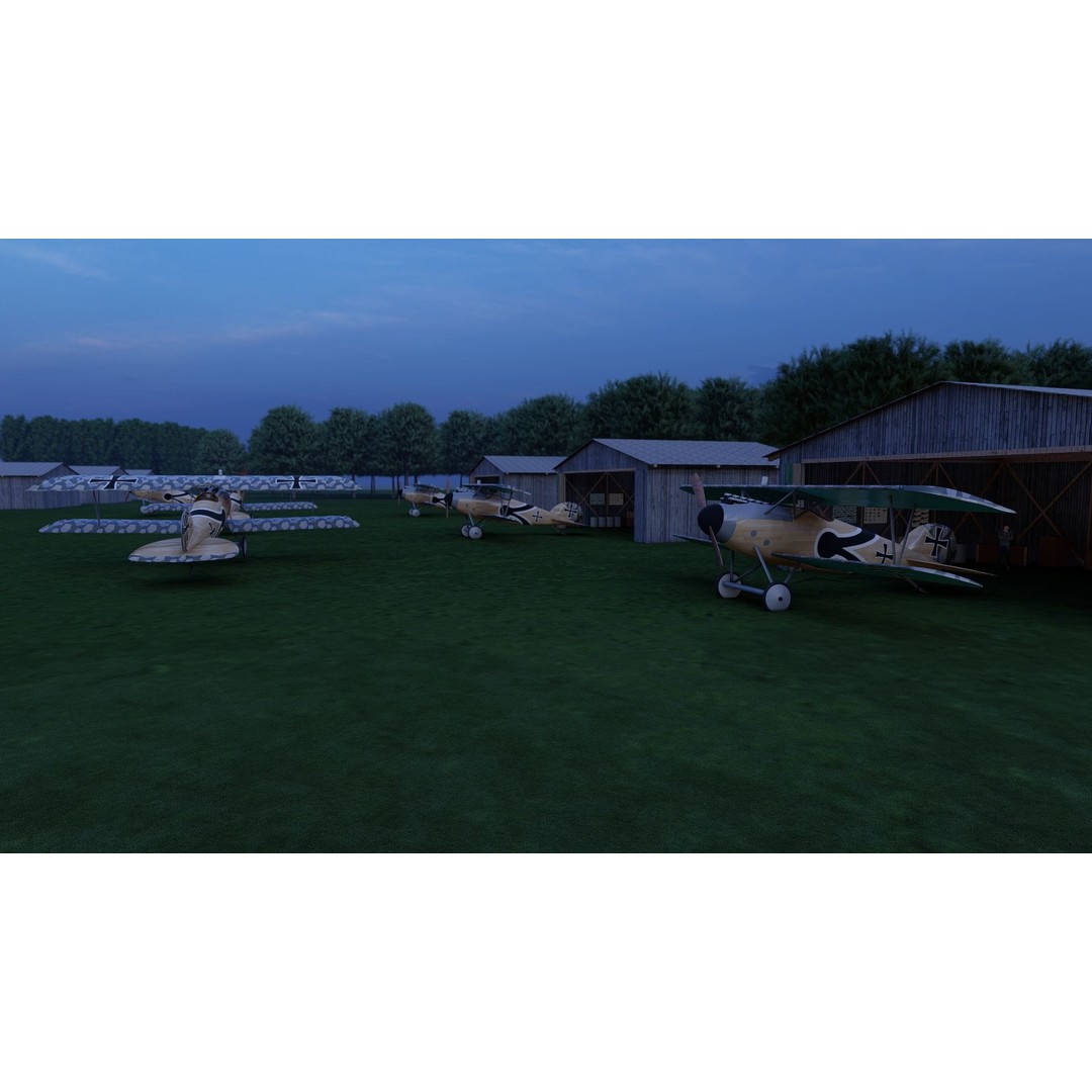 WW1 Airport 3D Model – Detailed Historic Scene, SketchUp, FBX - View 22