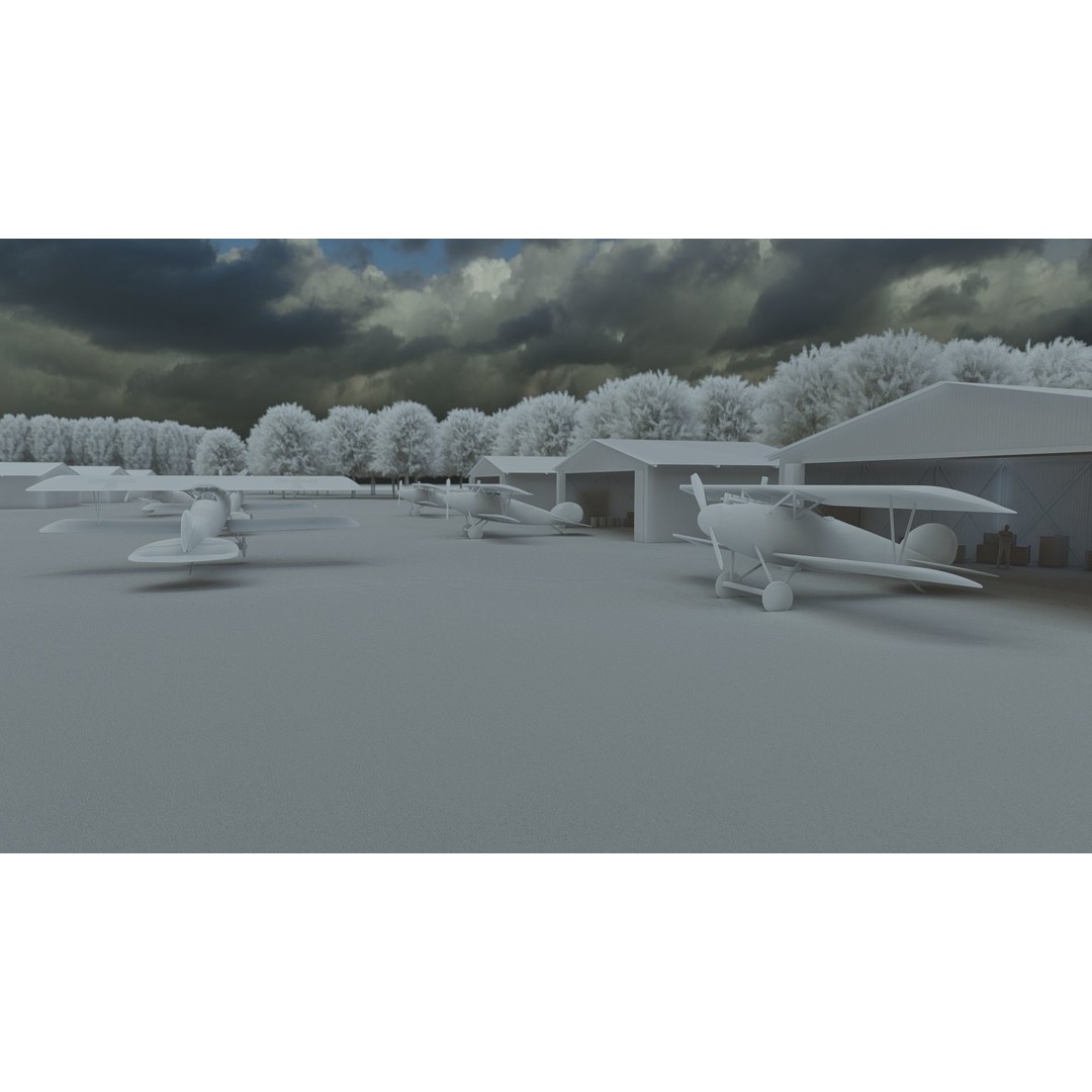 WW1 Airport 3D Model – Detailed Historic Scene, SketchUp, FBX - View 23