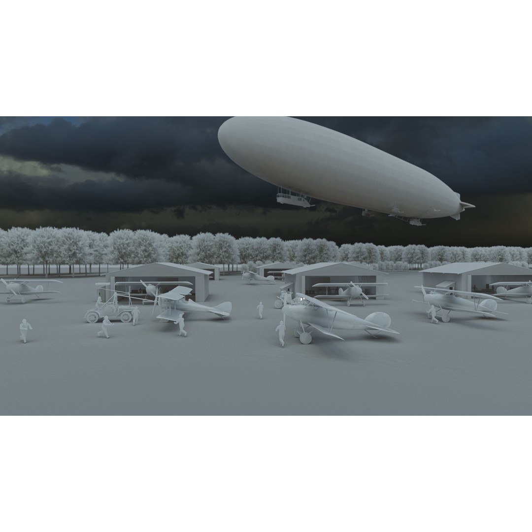 WW1 Airport 3D Model – Detailed Historic Scene, SketchUp, FBX - View 25