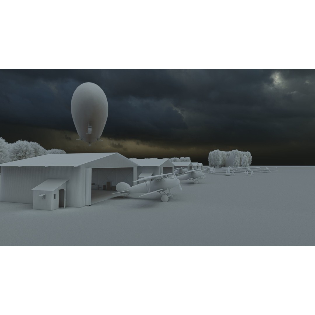 WW1 Airport 3D Model – Detailed Historic Scene, SketchUp, FBX - View 28