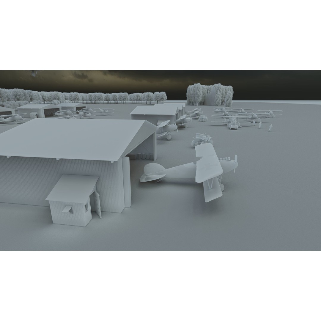 WW1 Airport 3D Model – Detailed Historic Scene, SketchUp, FBX - View 29
