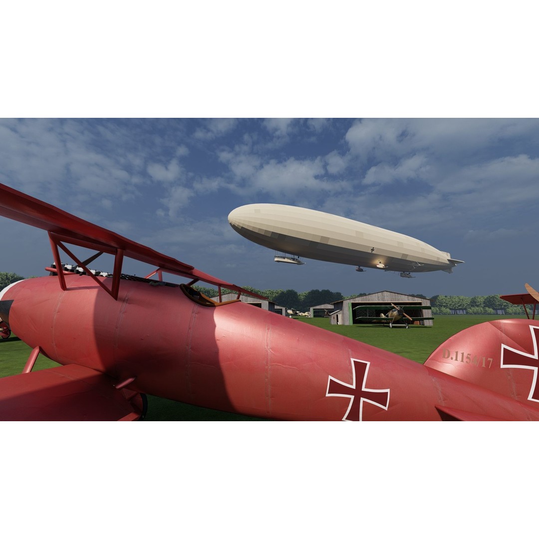 WW1 Airport 3D Model – Detailed Historic Scene, SketchUp, FBX - View 3