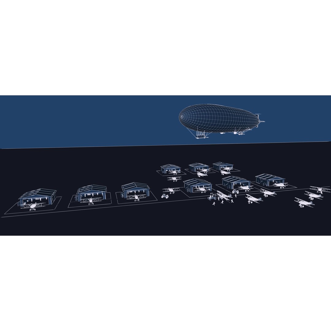 WW1 Airport 3D Model – Detailed Historic Scene, SketchUp, FBX - View 30