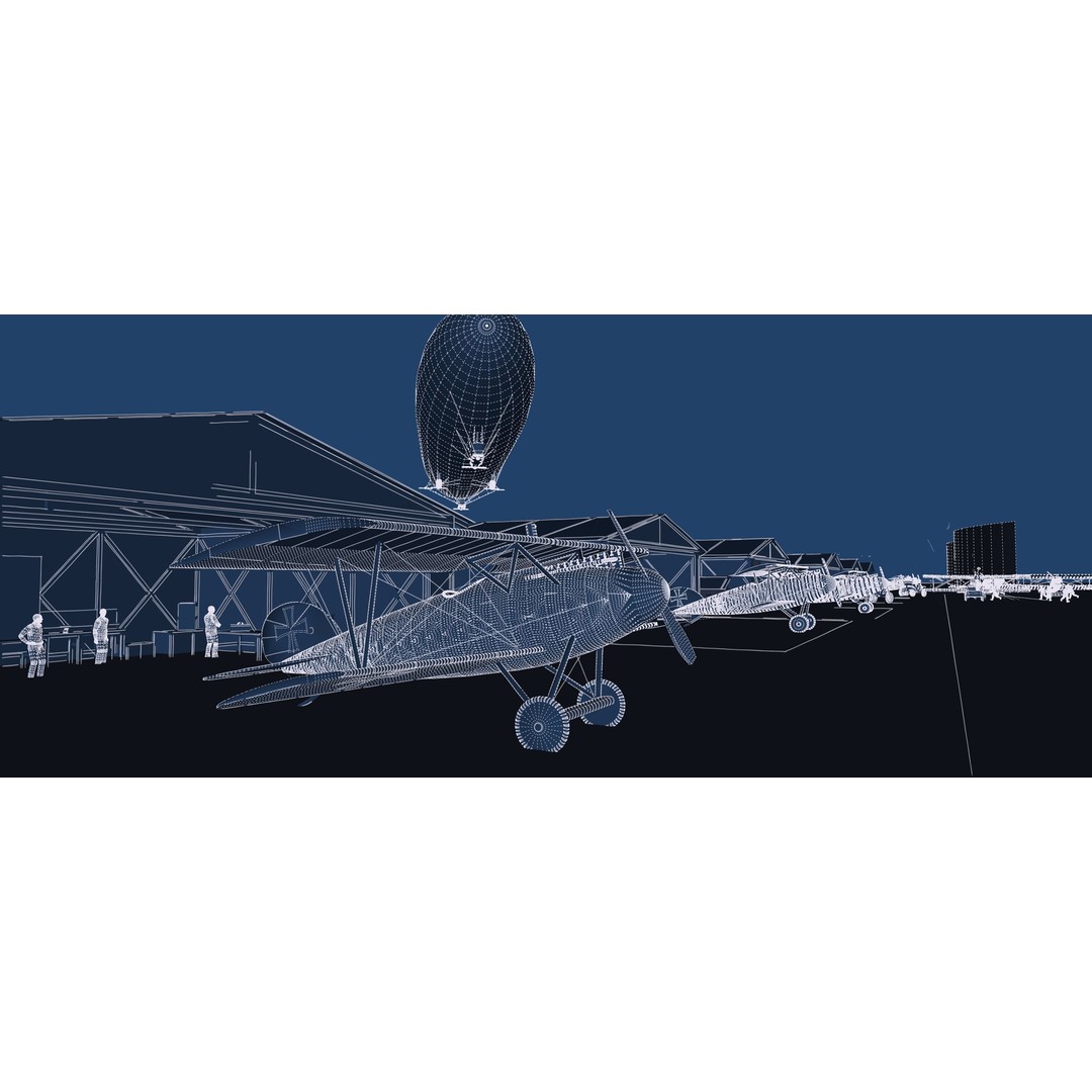 WW1 Airport 3D Model – Detailed Historic Scene, SketchUp, FBX - View 31
