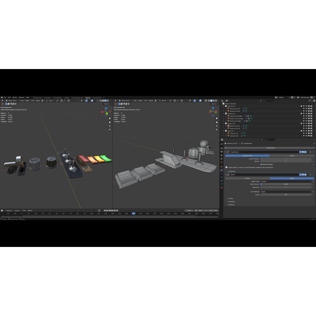 Control Panel Set 3D Model – Low Poly Game Asset, FBX, Blender - View 10