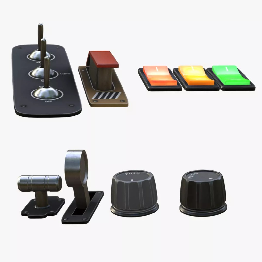 Control Panel Set 3D Model – Low Poly Game Asset, FBX, Blender - View 2