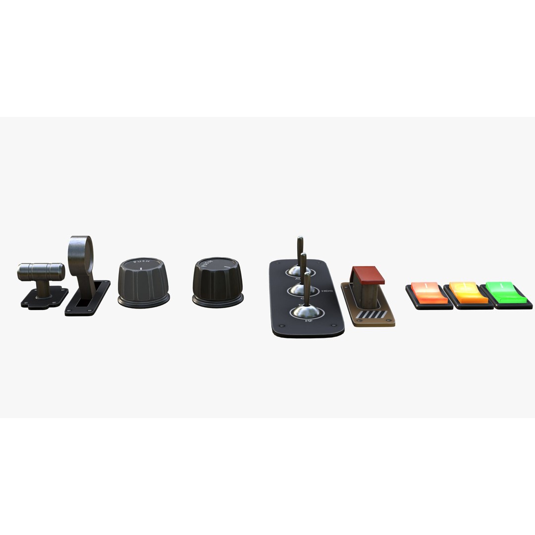 Control Panel Set 3D Model – Low Poly Game Asset, FBX, Blender - View 4