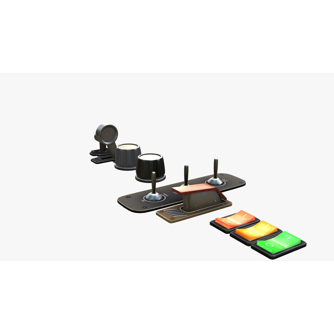 Control Panel Set 3D Model – Low Poly Game Asset, FBX, Blender - View 5