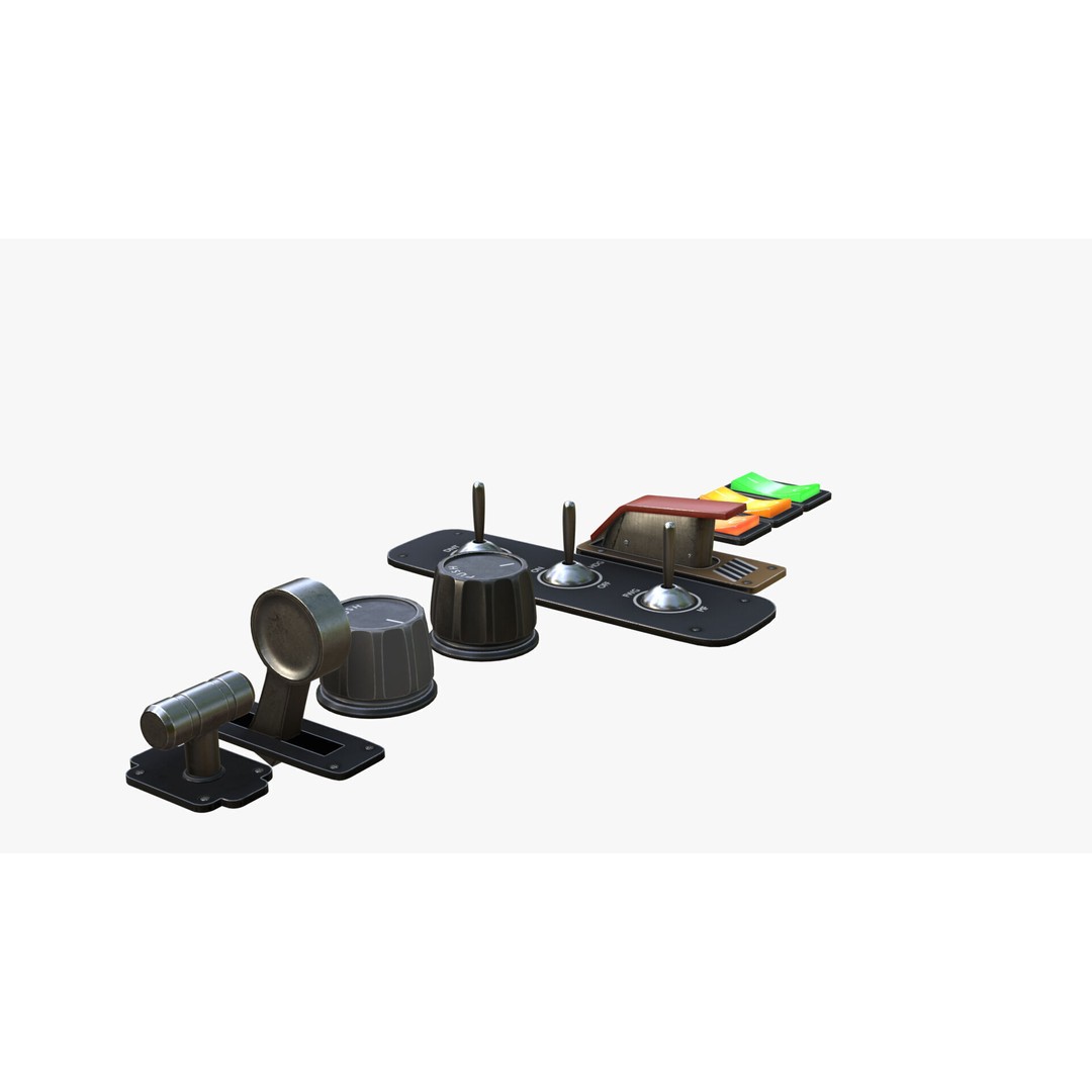 Control Panel Set 3D Model – Low Poly Game Asset, FBX, Blender - View 7