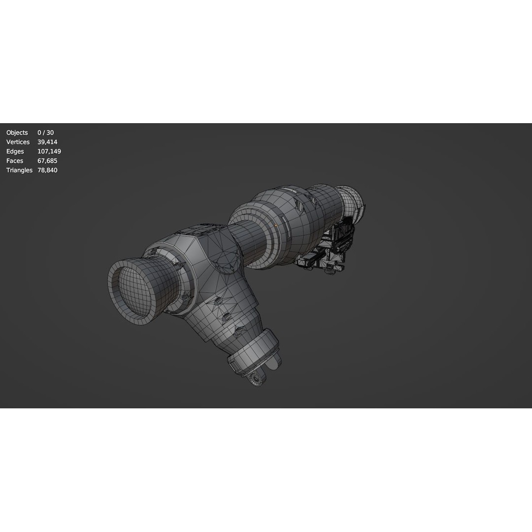Steampunk Spyglass 3D Model – High Poly PBR Asset, FBX, OBJ
