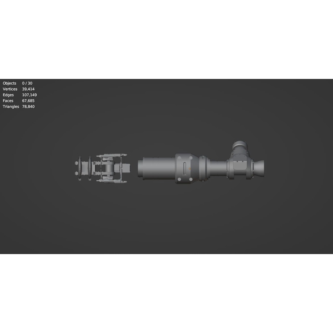 Steampunk Spyglass 3D Model – High Poly PBR Asset, FBX, OBJ - View 14