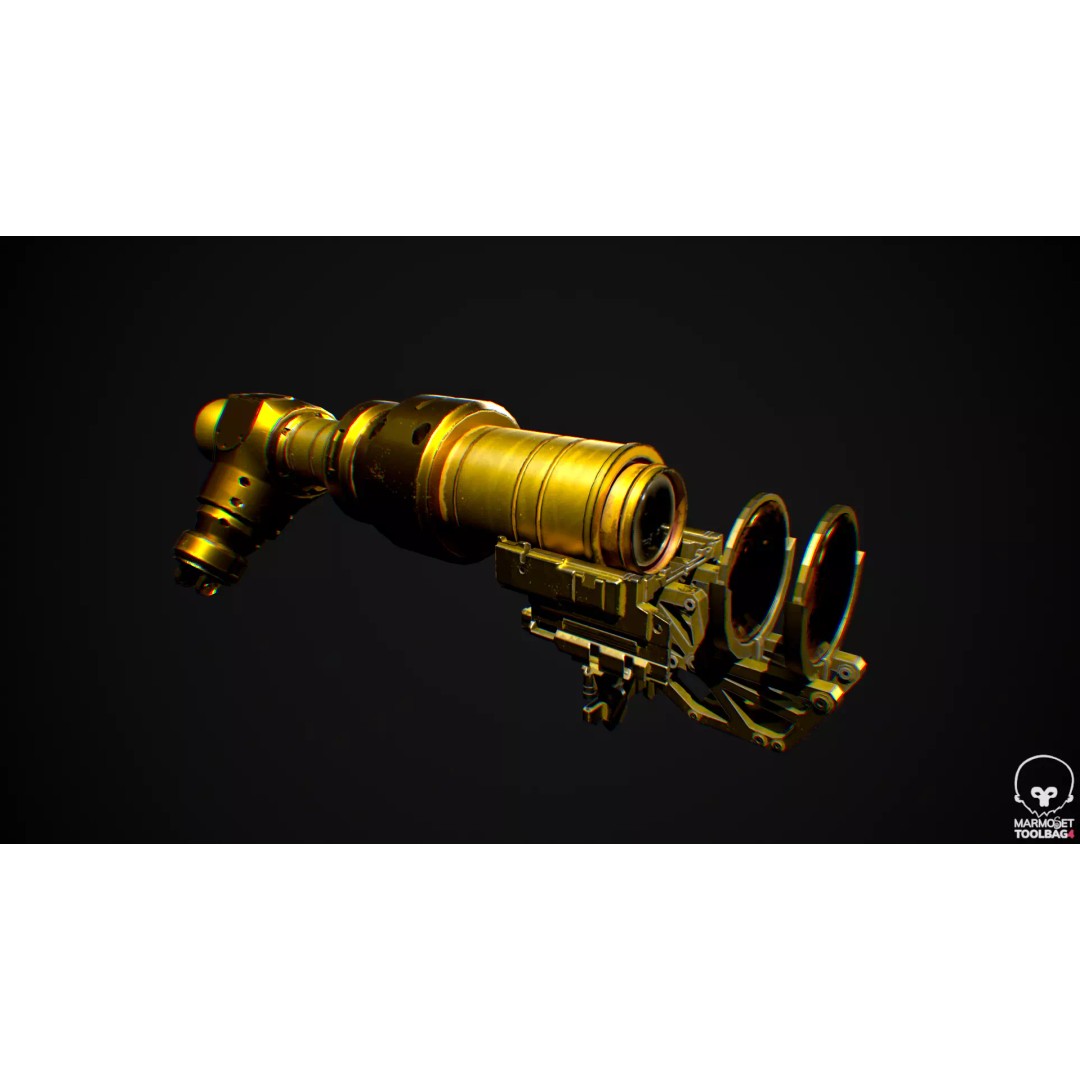 Steampunk Spyglass 3D Model – High Poly PBR Asset, FBX, OBJ - View 2