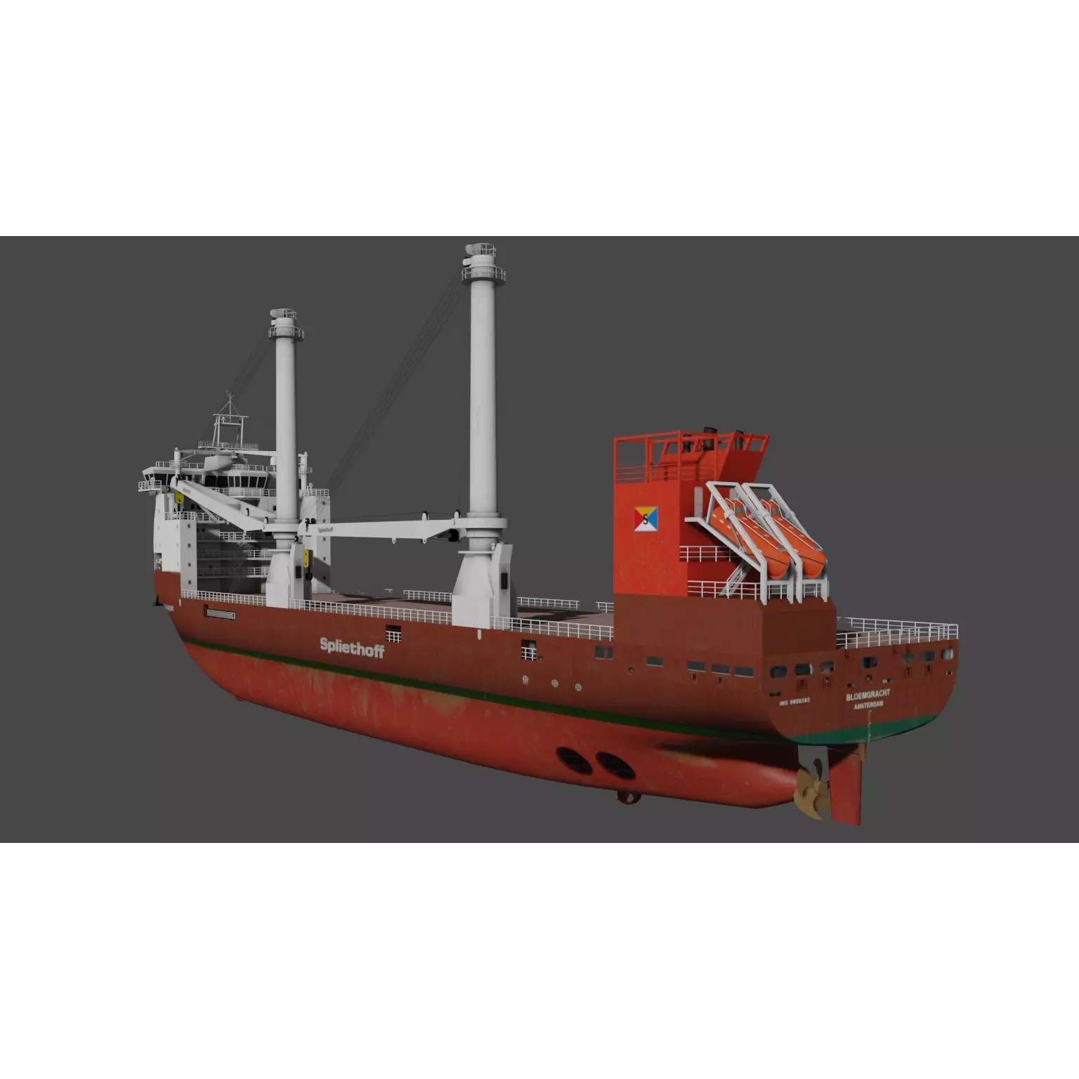 Multipurpose Heavy Lift Vessel BROUWERSGRACHT - Low-Poly 3D Model - View 10