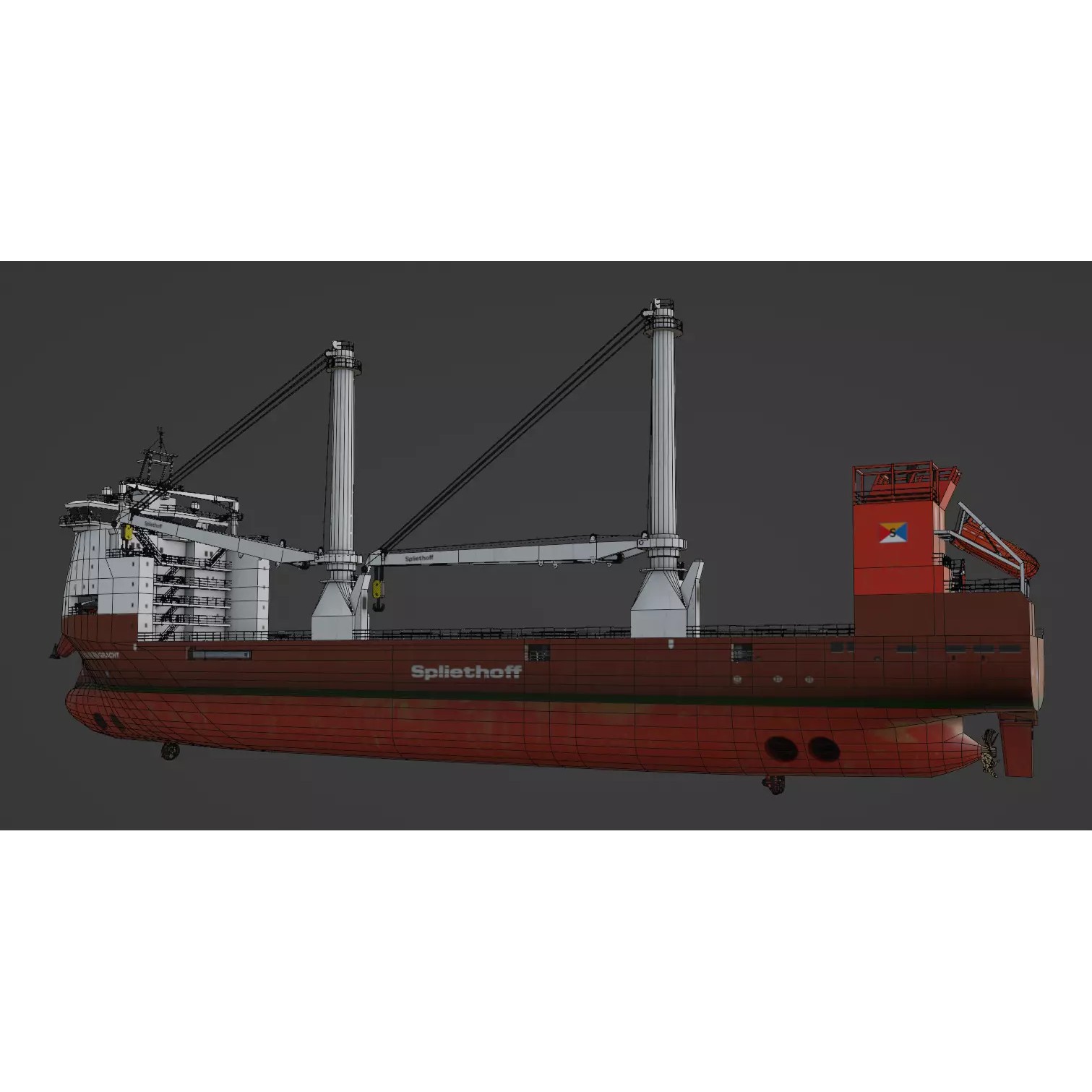 Multipurpose Heavy Lift Vessel BROUWERSGRACHT - Low-Poly 3D Model - View 6