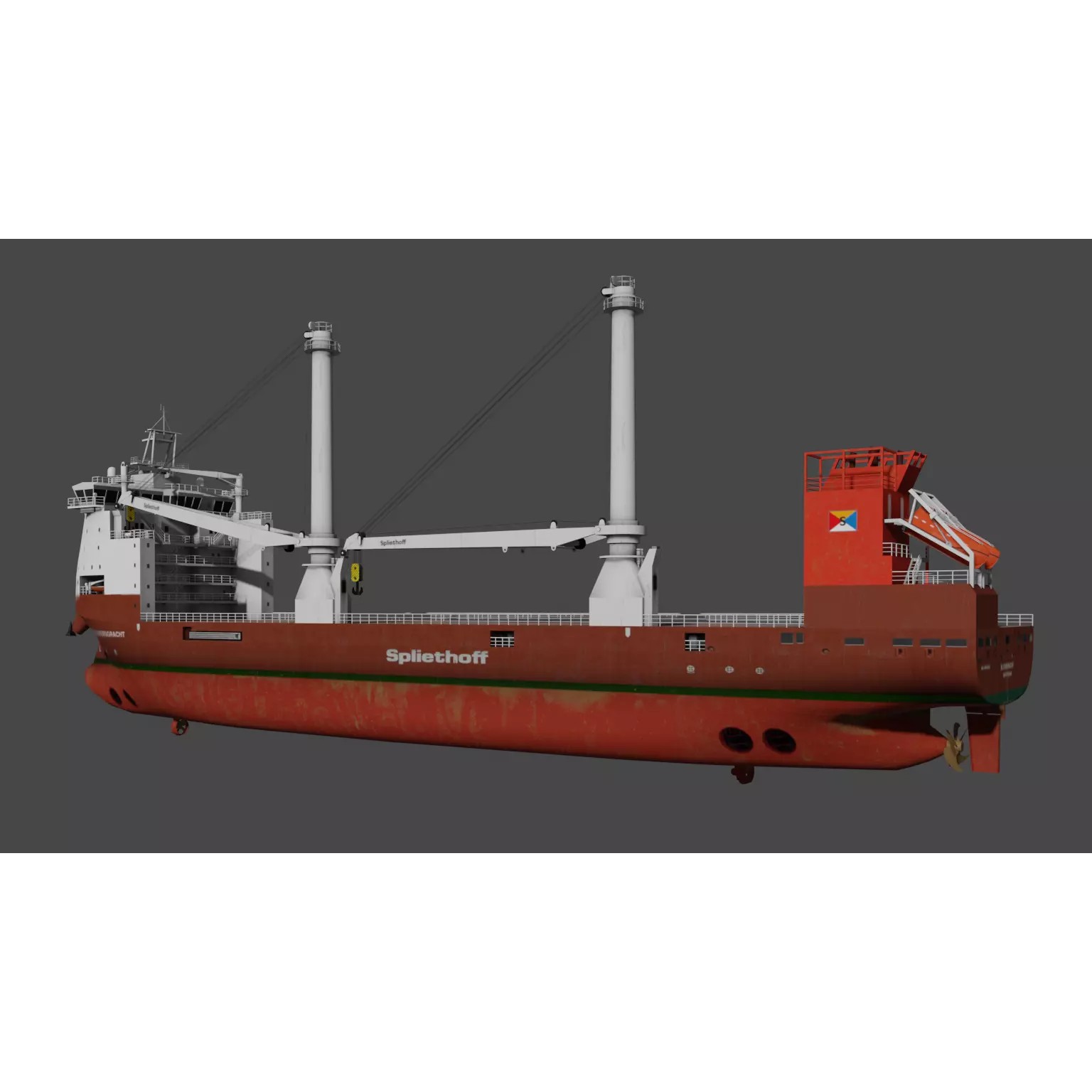 Multipurpose Heavy Lift Vessel BROUWERSGRACHT - Low-Poly 3D Model - View 9