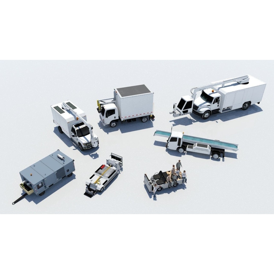 Oshkosh H Series Snow Sweep 3D Model – Low Poly Airport Vehicle, FBX