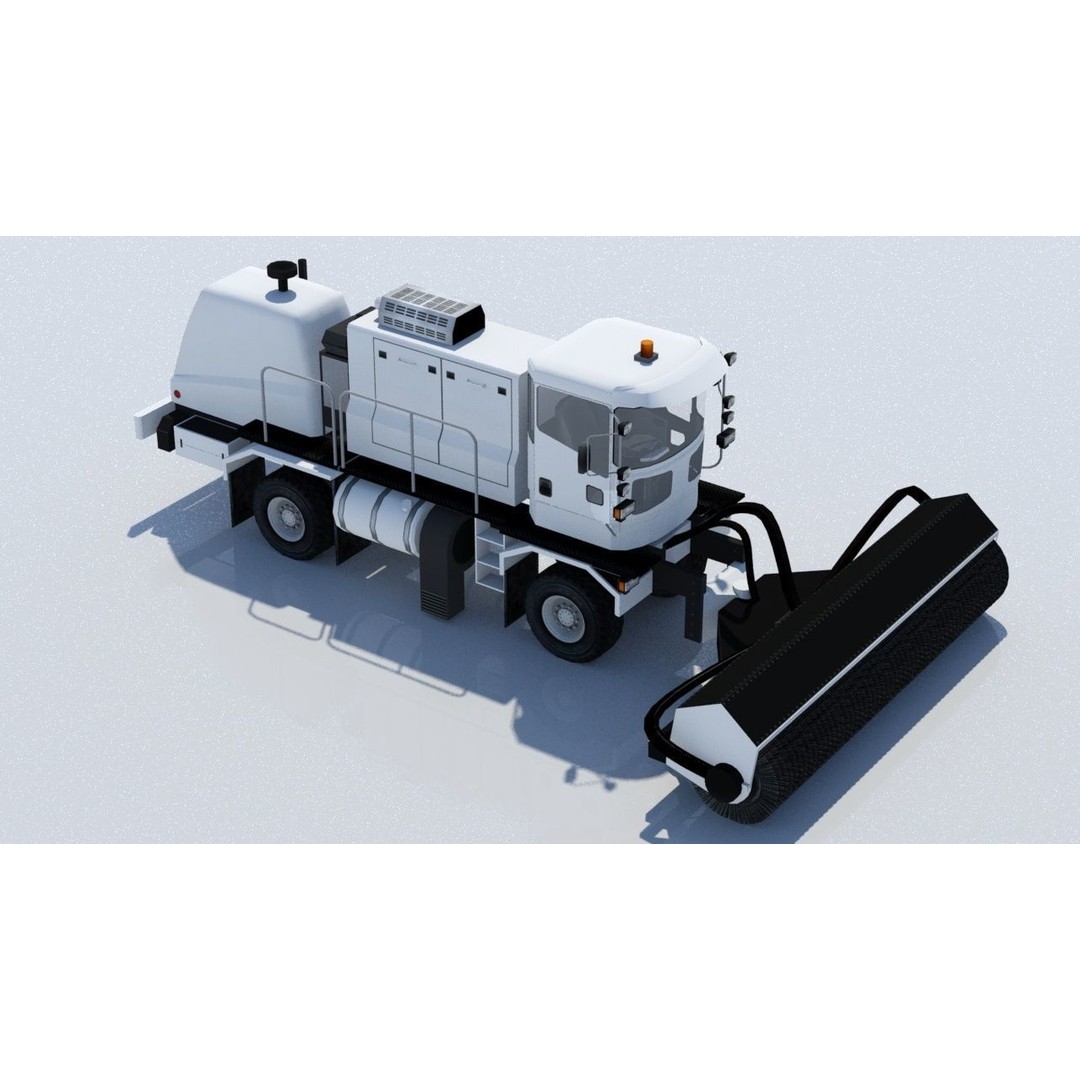 Oshkosh H Series Snow Sweep 3D Model – Low Poly Airport Vehicle, FBX - View 5