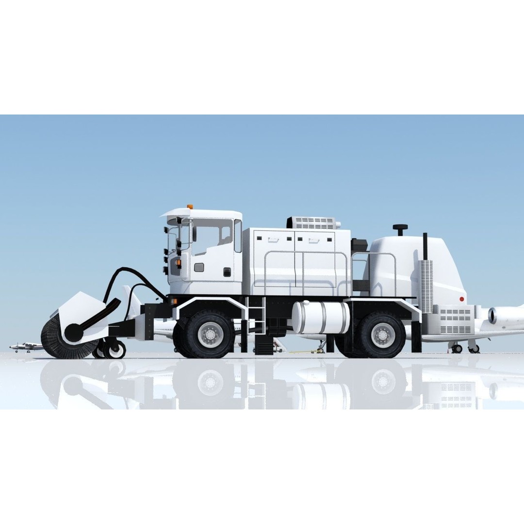 Oshkosh H Series Snow Sweep 3D Model – Low Poly Airport Vehicle, FBX - View 6