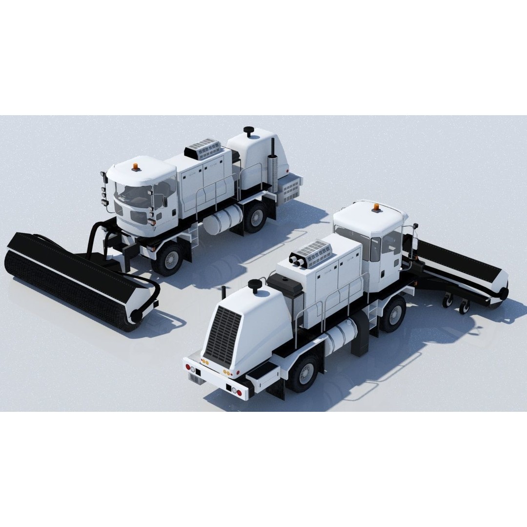 Oshkosh H Series Snow Sweep 3D Model – Low Poly Airport Vehicle, FBX - View 7