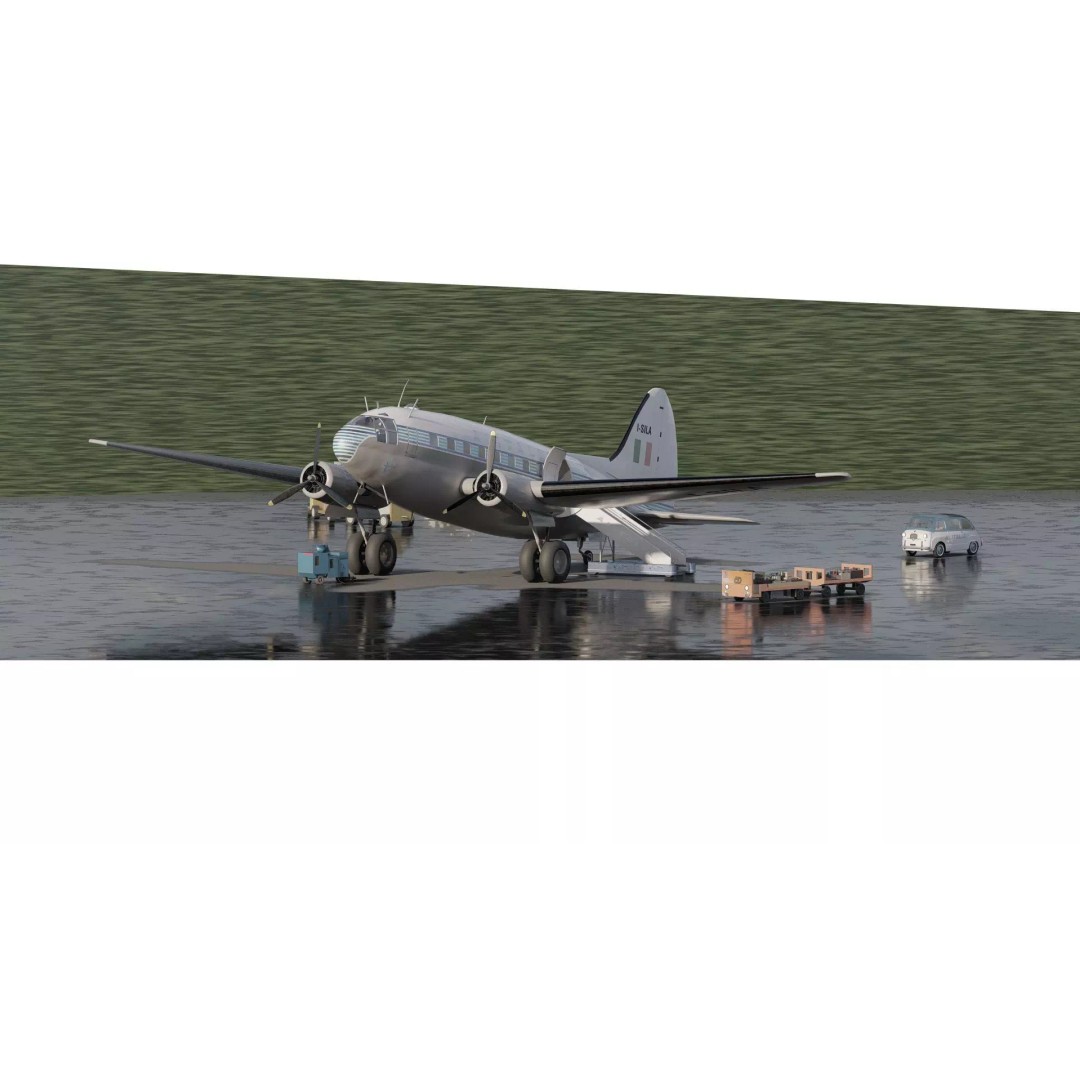 Curtiss C-46 Commando 3D Model – Detailed Aircraft Interior & Exterior - View 3