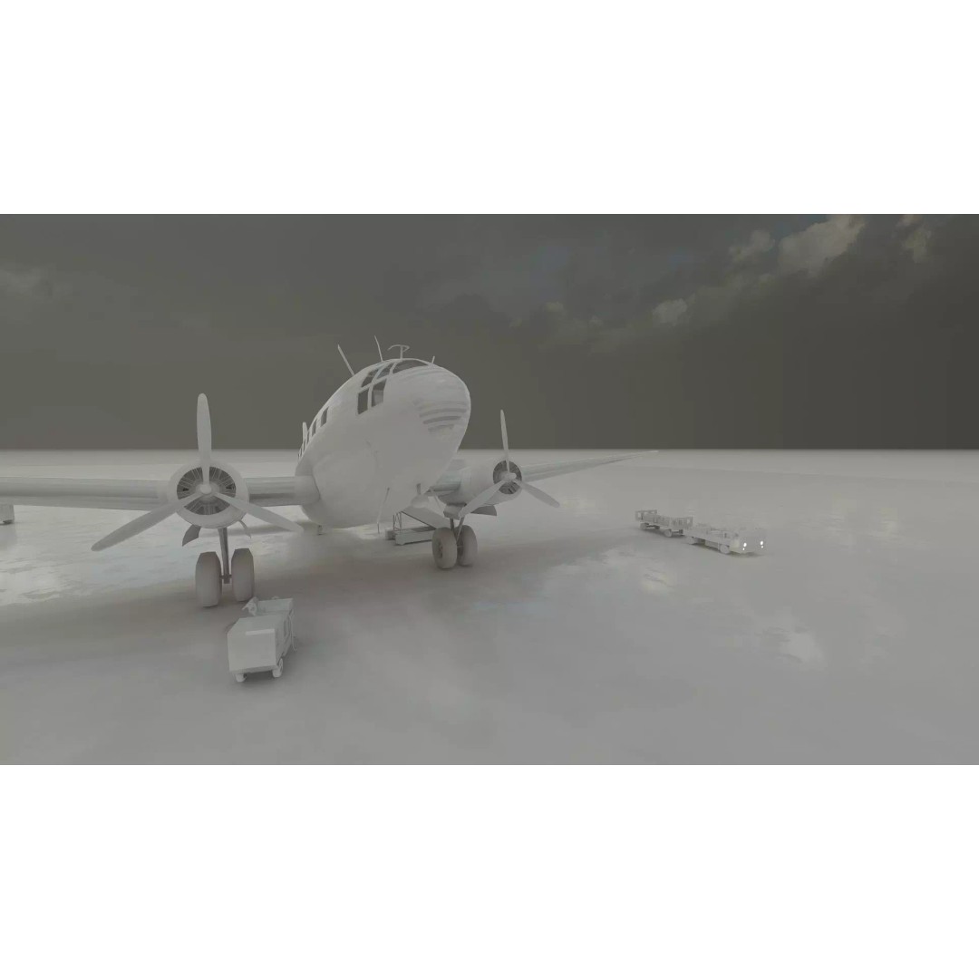 Curtiss C-46 Commando 3D Model – Detailed Aircraft Interior & Exterior - View 38