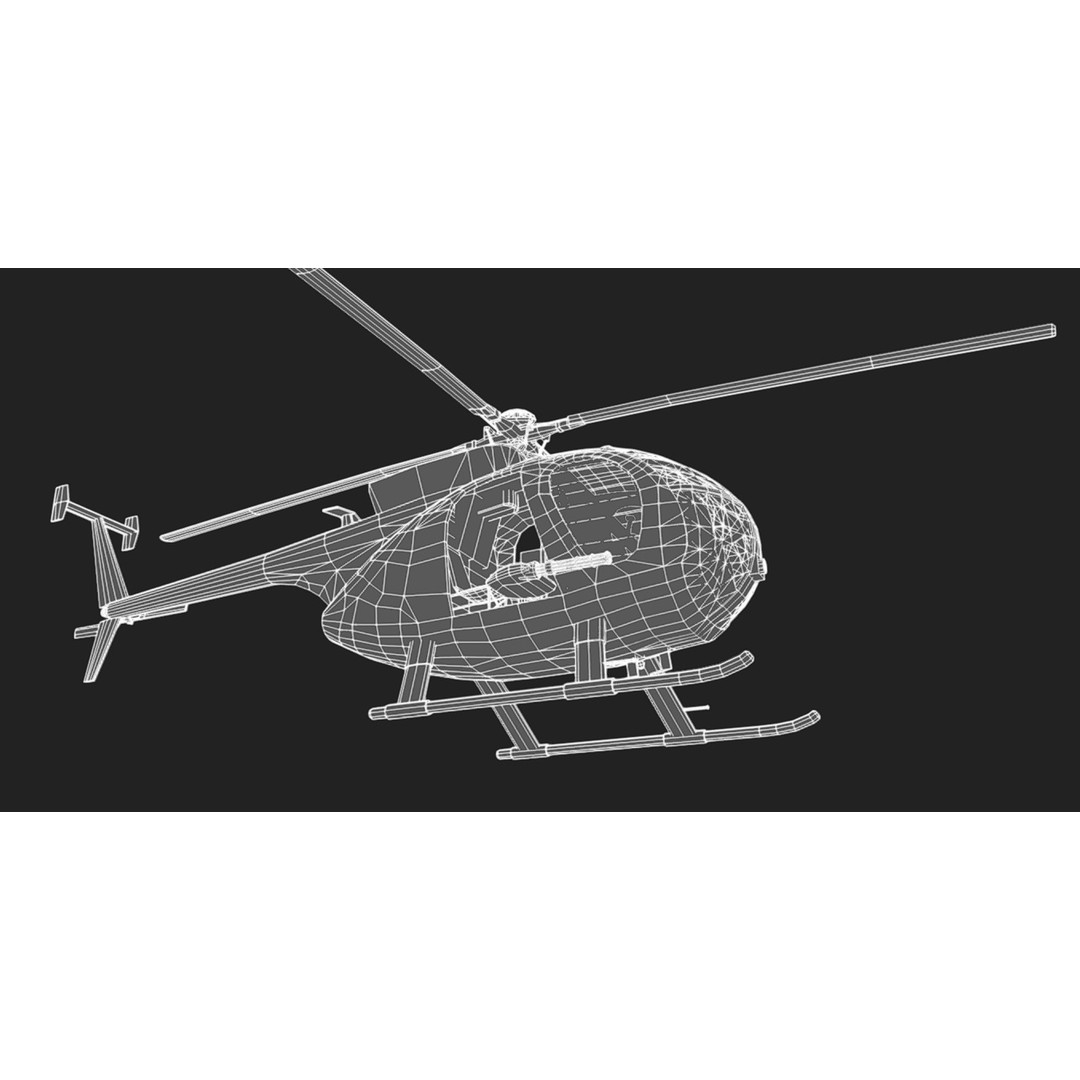 Hughes OH-6 3D Model – Low Poly Helicopter with PBR Textures