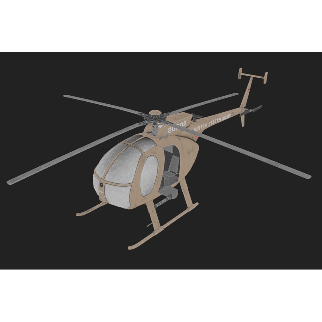 Hughes OH-6 3D Model – Low Poly Helicopter with PBR Textures - View 11