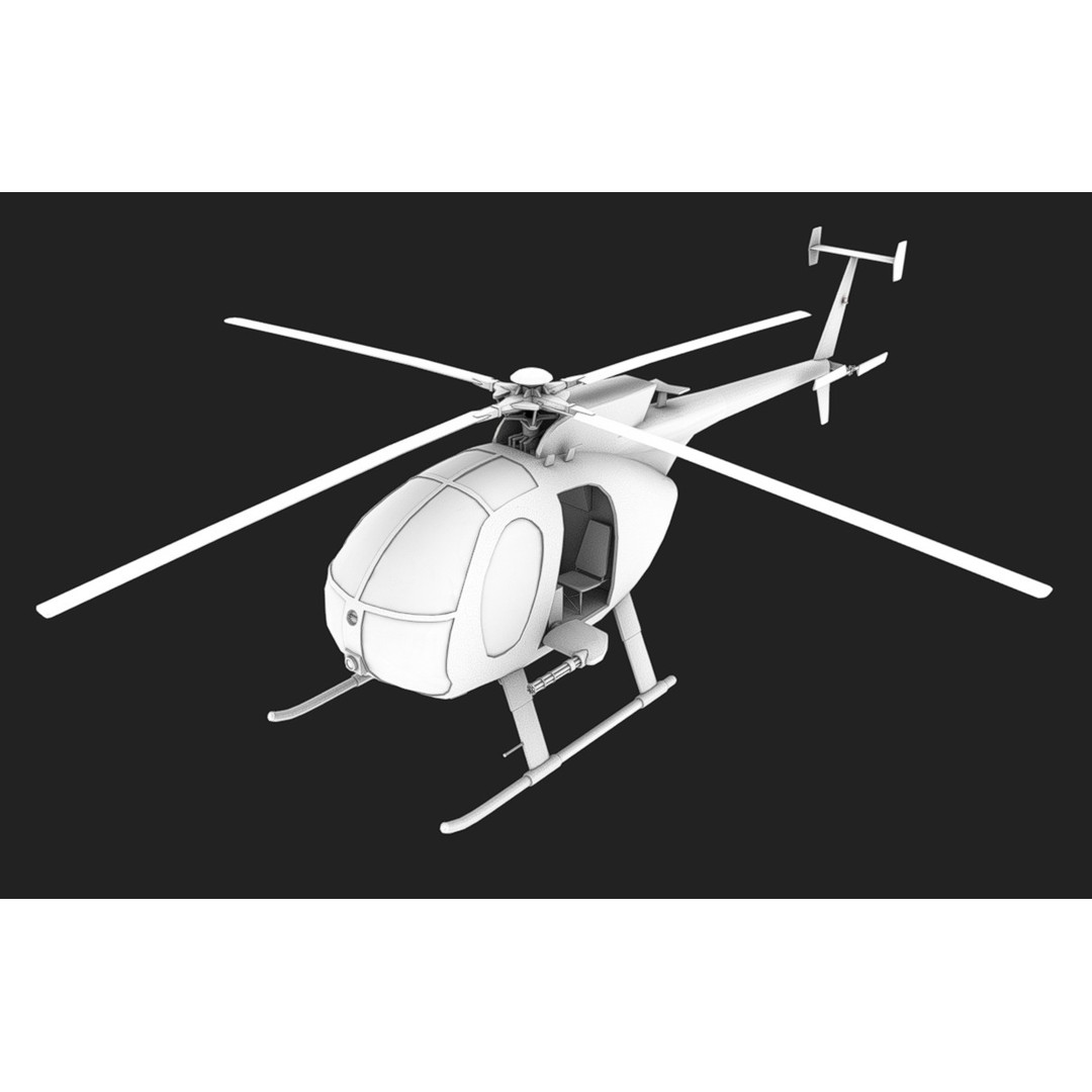 Hughes OH-6 3D Model – Low Poly Helicopter with PBR Textures - View 12
