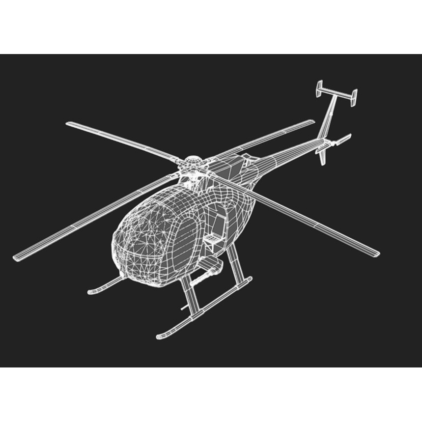 Hughes OH-6 3D Model – Low Poly Helicopter with PBR Textures - View 15