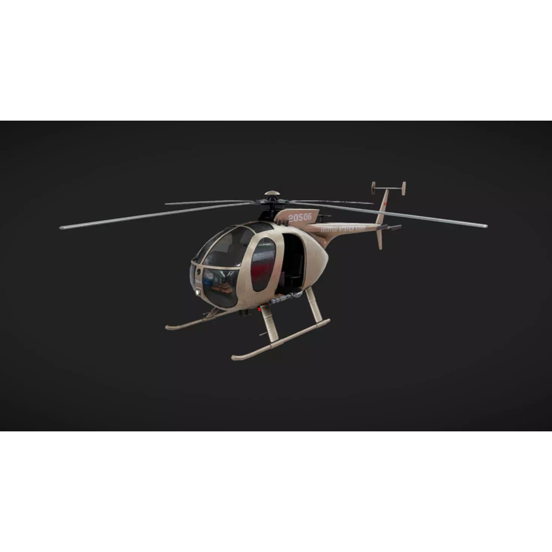Hughes OH-6 3D Model – Low Poly Helicopter with PBR Textures - View 2