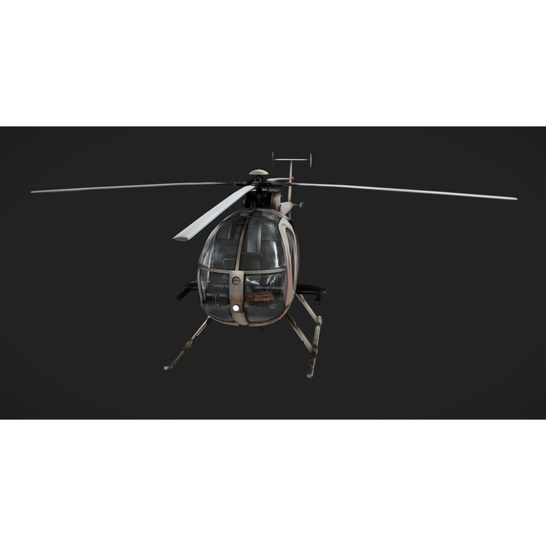 Hughes OH-6 3D Model – Low Poly Helicopter with PBR Textures - View 3